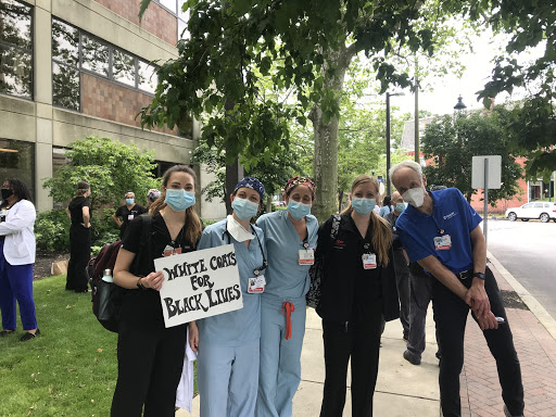 Emergency Medicine residents during White Coat for Black Lives demonstration