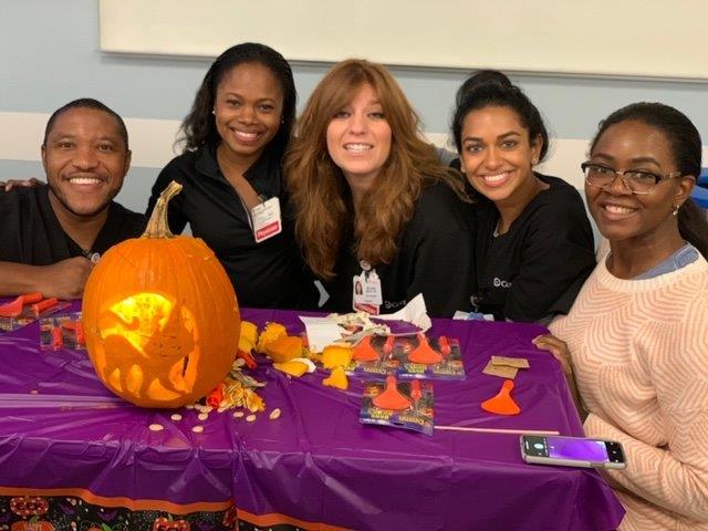 2019 Psychiatry Residents with decorated Halloween pumpkin