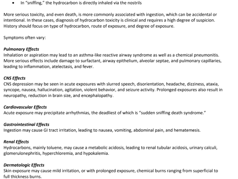 Hydrocarbon Exposure & Toxicity 