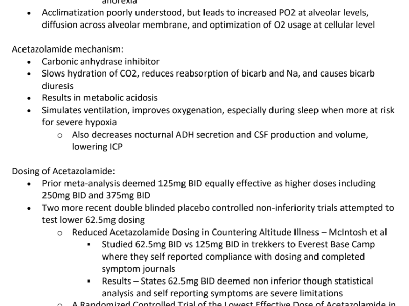 Critically Appraised Topics: Optimal dosing of acetazolamide in the prophylaxis of acute mountain sickness (AMS)?