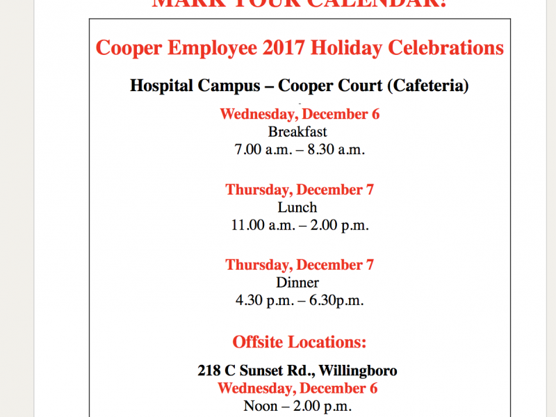 Cooper Holiday Celebrations