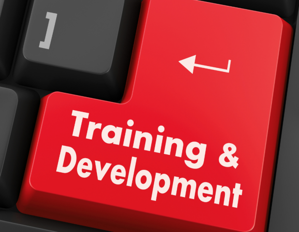 Stock image of a keyboard "return/enter" key renamed "Training & Development"