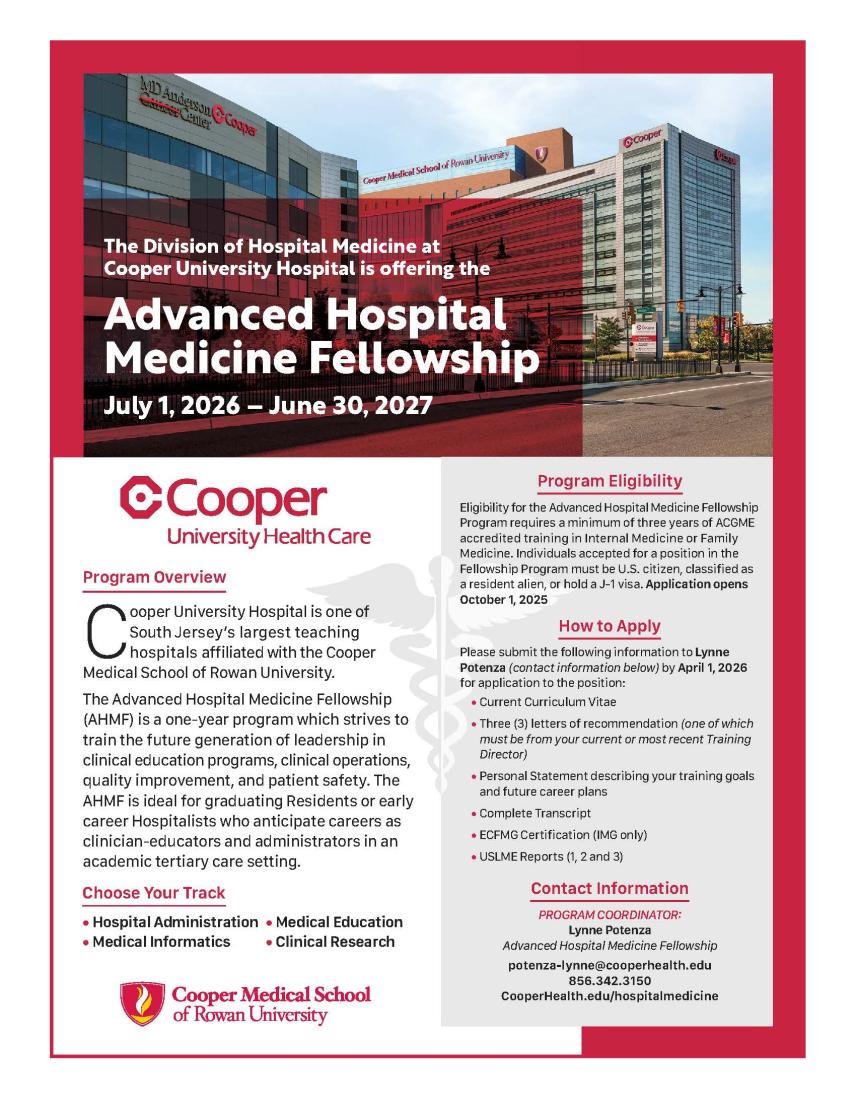 Advanced Hospital Medicine Fellowship flyer